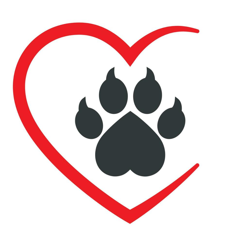 Dog paw silhouette in heart vector