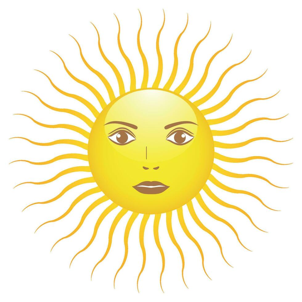 Illustration of a sun logo with a cute female face vector