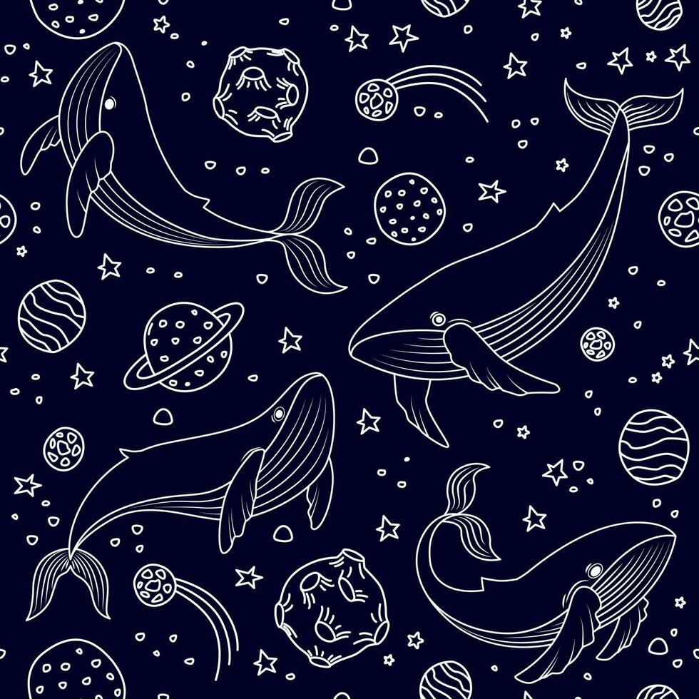 Vector pattern with whales in open space