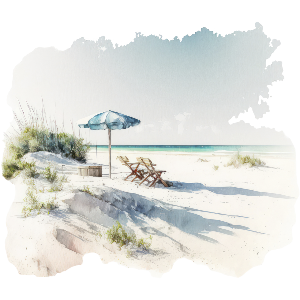 oceaan strand zomer clip art waterverf t-shirt ontwerp transparant achtergrond, ai gegenereerd png