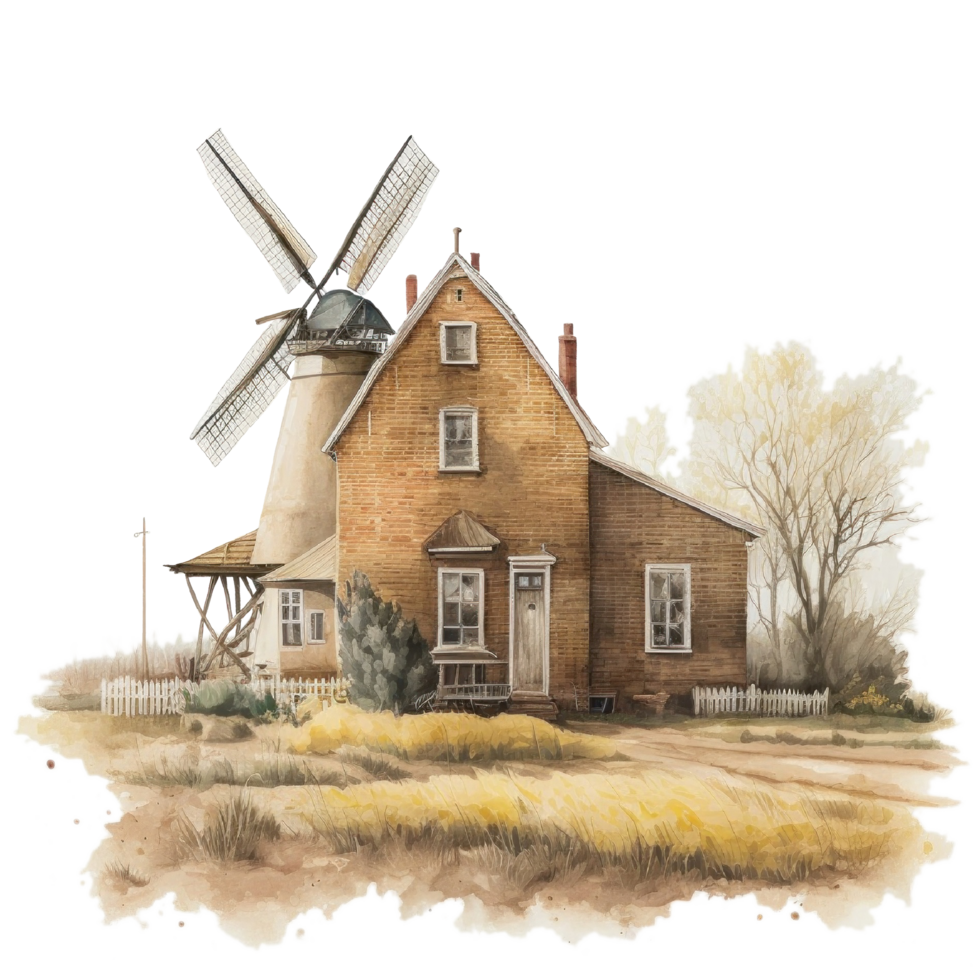 Fall Farmhouse Clipart watercolor t-shirt design transparent background, png