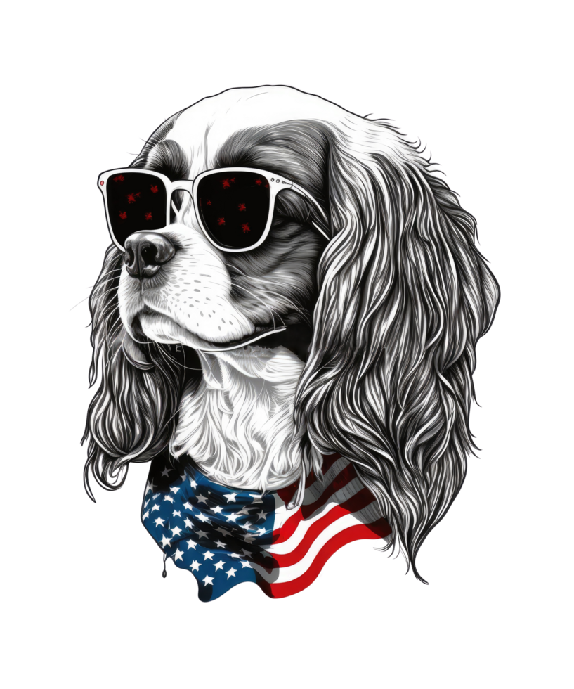 4th Of July Dogs Watercolor t-shirt design, transparent background, png