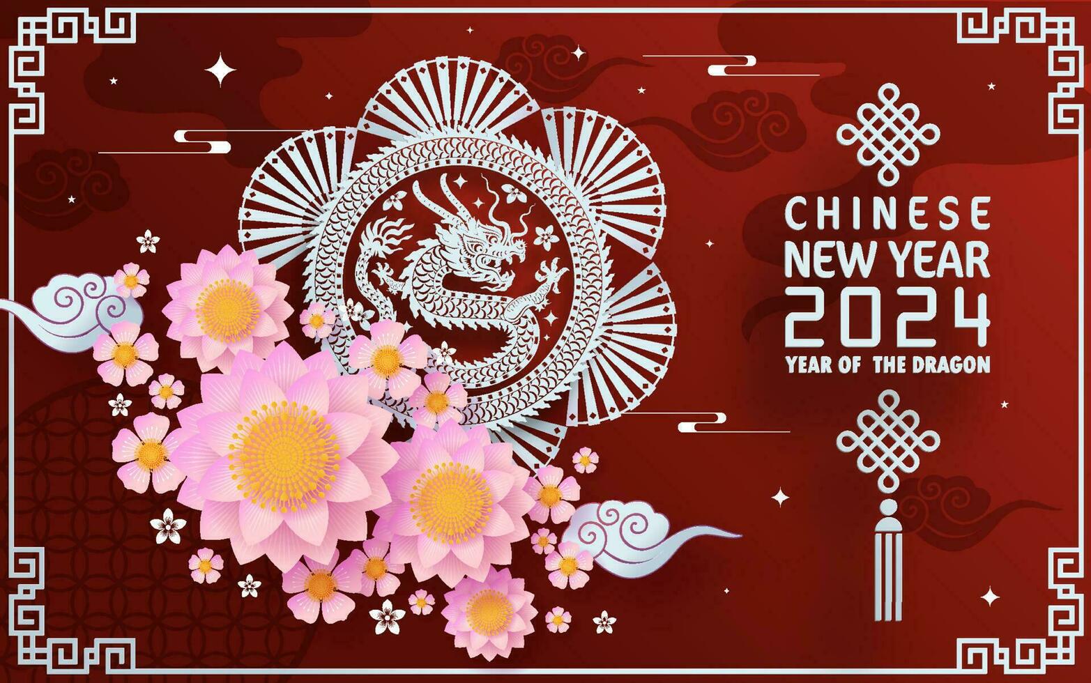 Happy chinese new year 2024 year of the chinese dragon zodiac vector