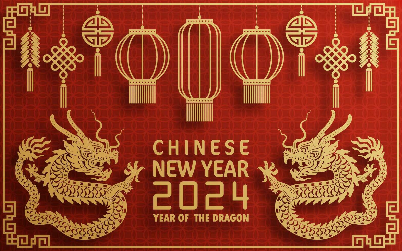 Happy chinese new year 2024 year of the chinese dragon zodiac vector