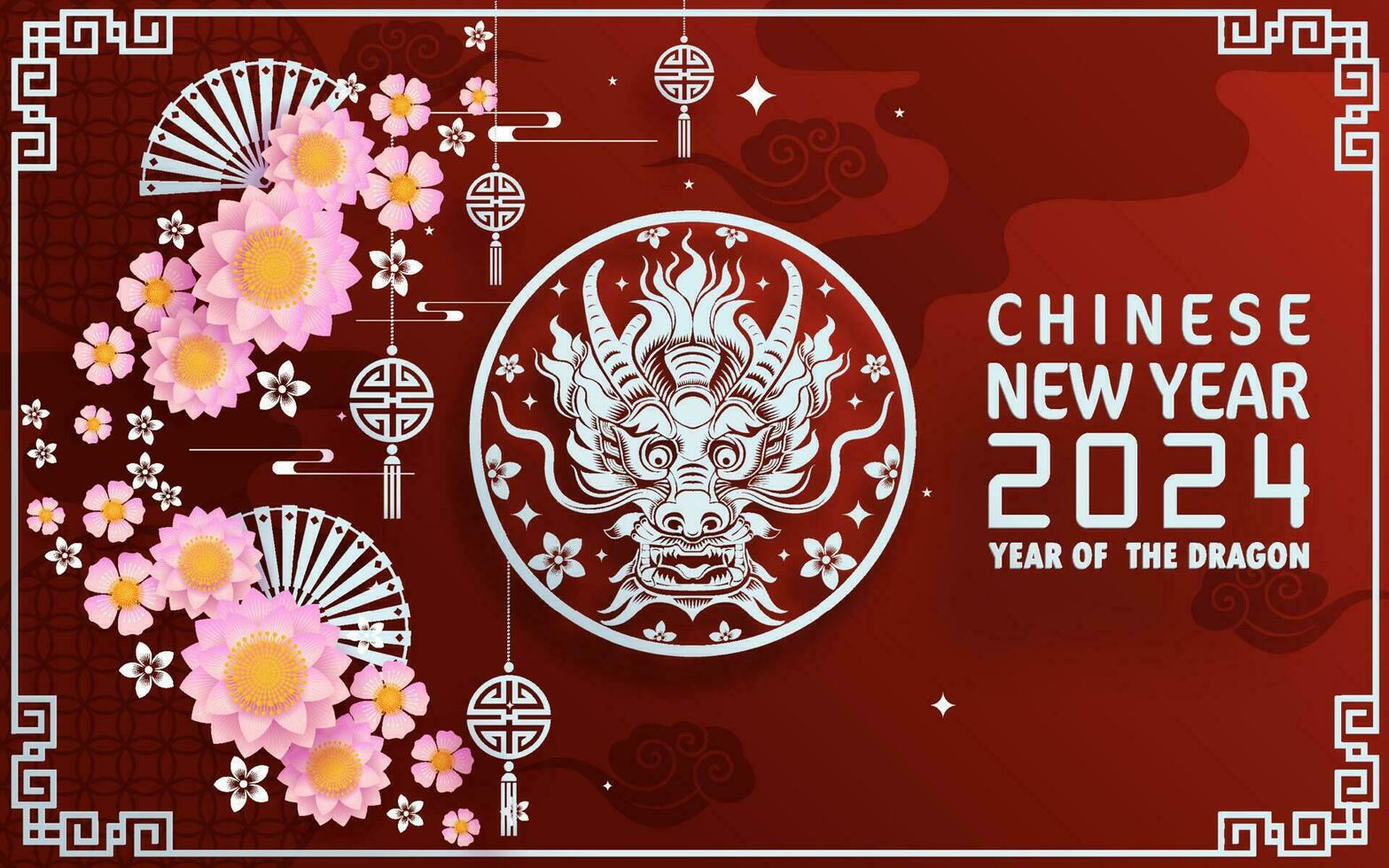 Happy chinese new year 2024 year of the chinese dragon zodiac vector