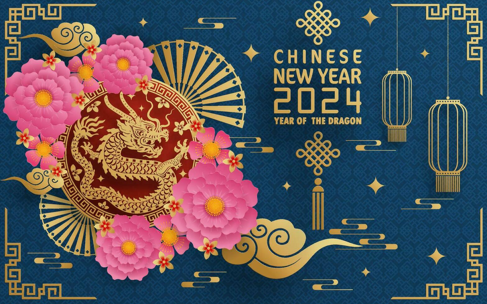 Happy chinese new year 2024 year of the chinese dragon zodiac vector