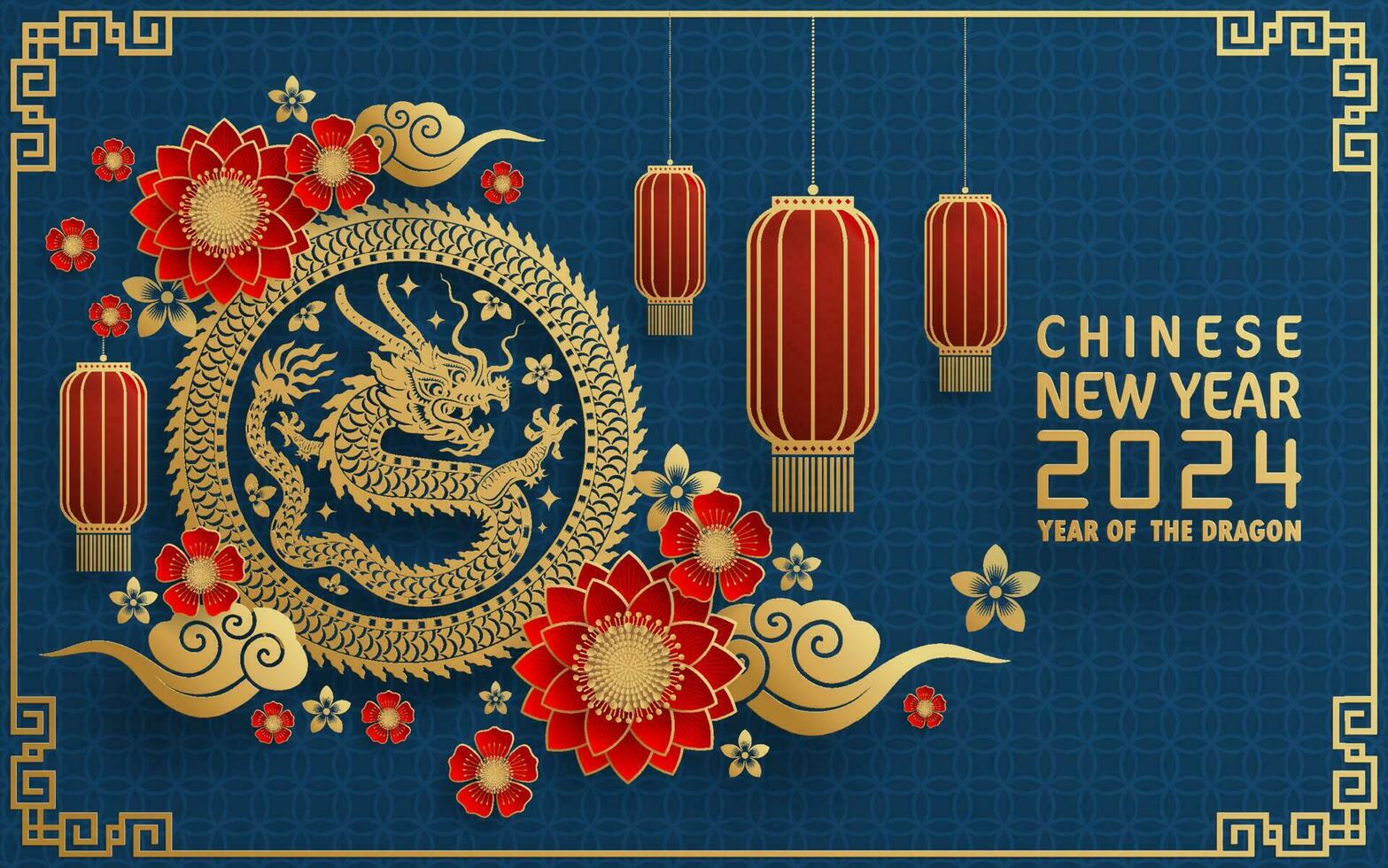 Happy chinese new year 2024 year of the chinese dragon zodiac vector