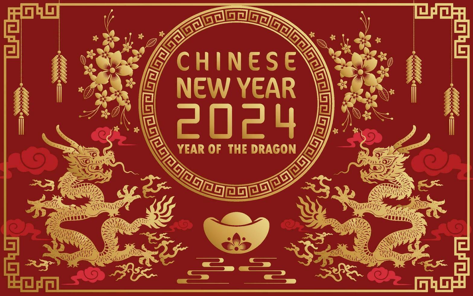 Happy chinese new year 2024 year of the chinese dragon zodiac vector