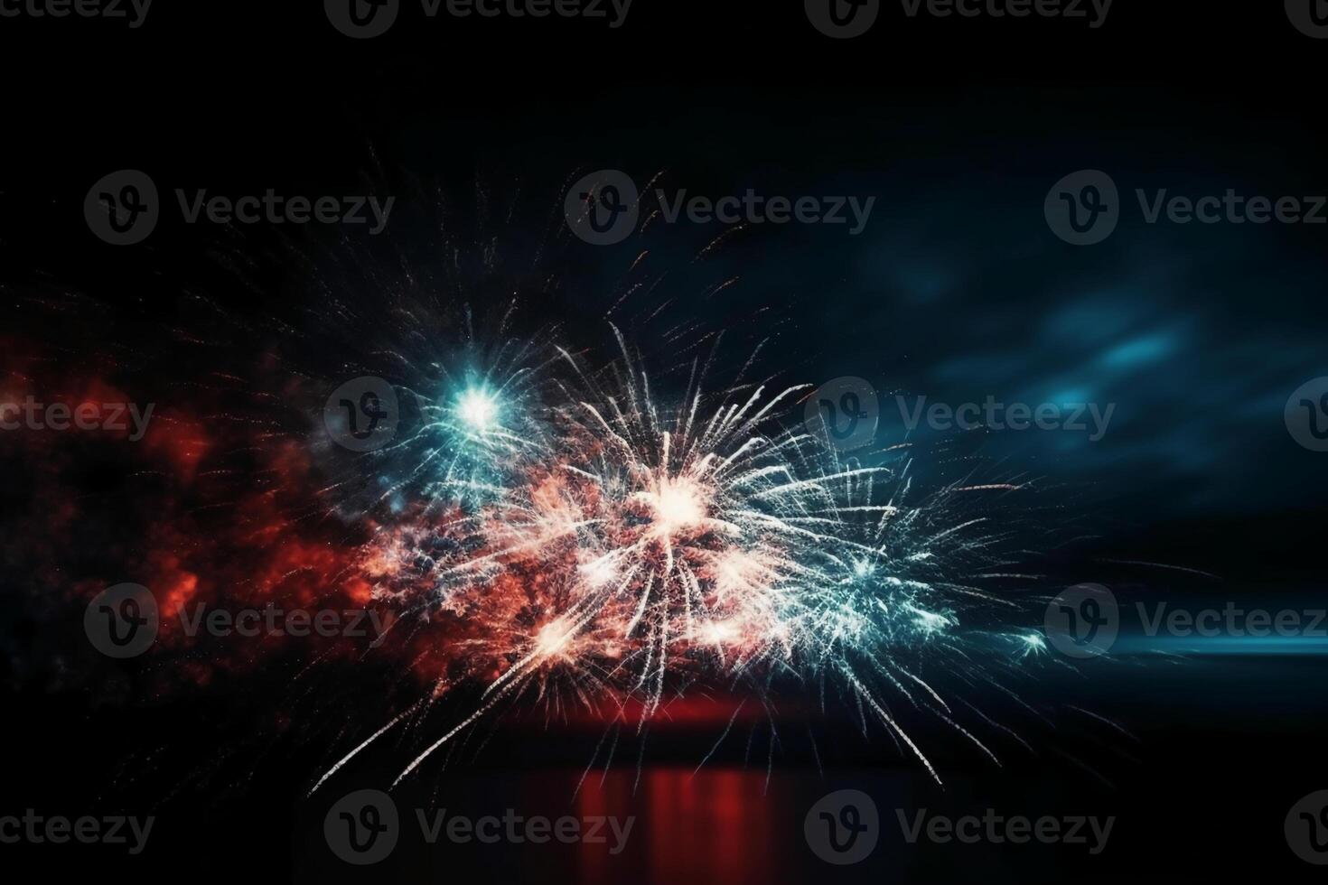 Blue, red, white, firework, Independence Day Abstract Poster background, copyspace. photo