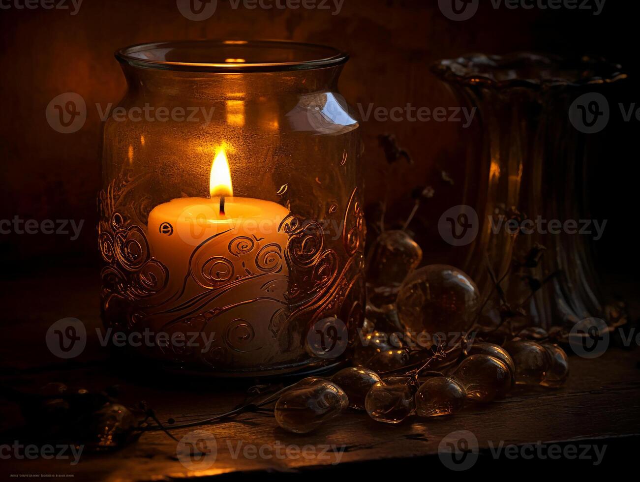 Candlelight, realistic photography background. photo