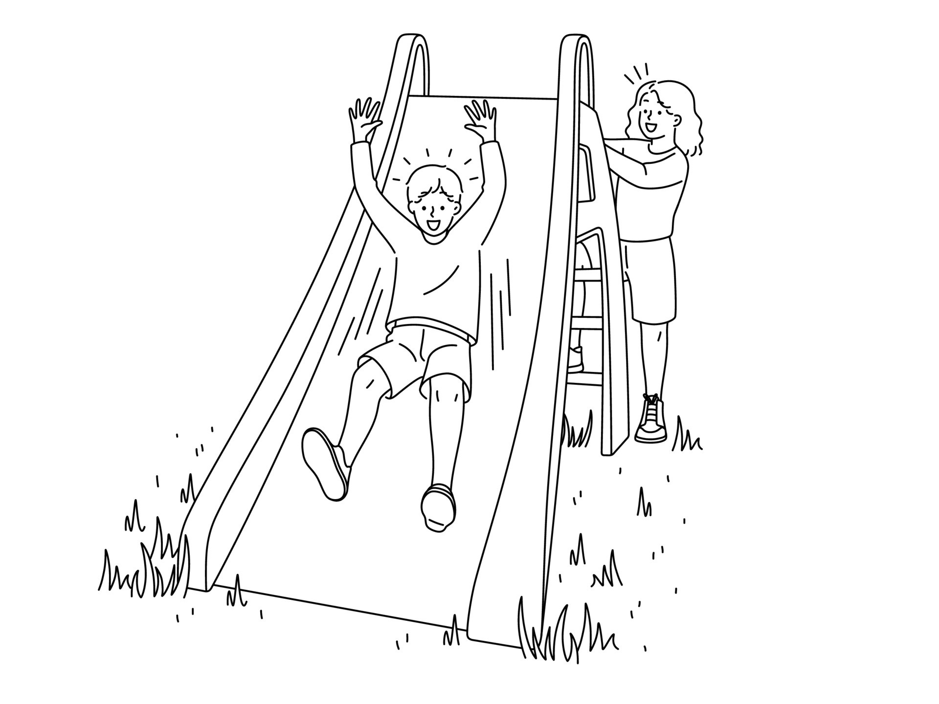 Happy Children Have Fun In Yard Riding From Hill Smiling Kids Enjoy 6-6-foot-tall-holiday-decorations-at-lowes