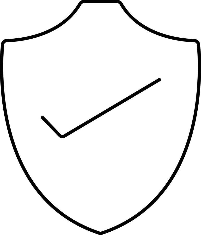 Check Shield Icon Or Symbol In Line Art. vector