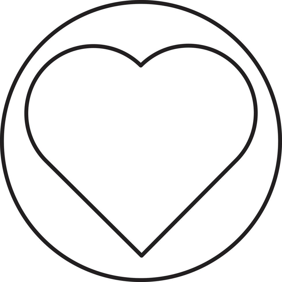 negro lineal estilo corazón circulo icono. vector