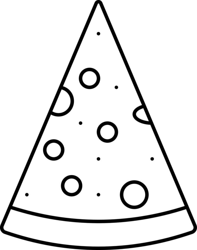 Black Outline Illustration Of Pizza Slice Icon. vector