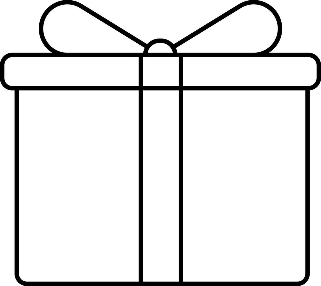 Isolated Gift Box Icon In Black Outline. vector