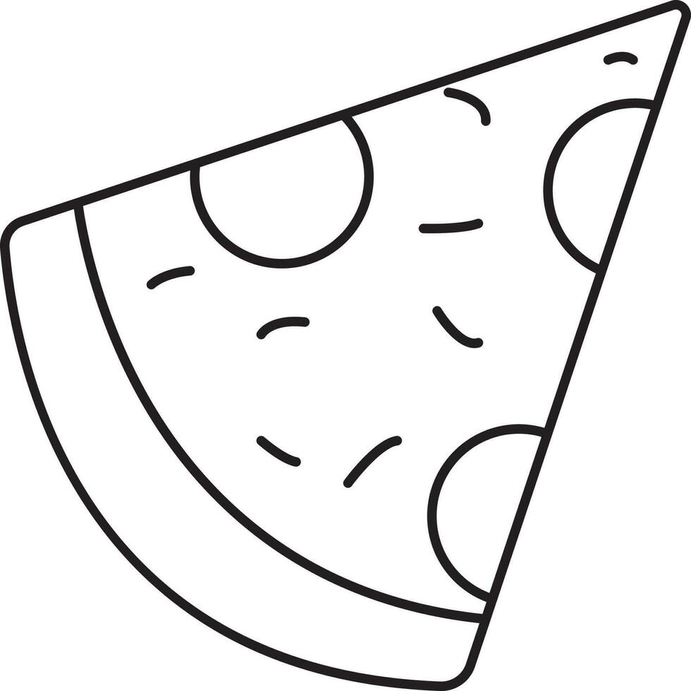 Black Outline Illustration Of Pizza Slice Icon. vector