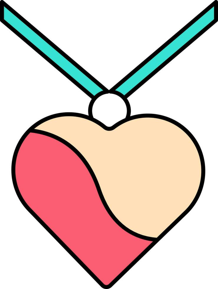 Flat Style Connect Heart Pendant Red And Yellow Icon. vector