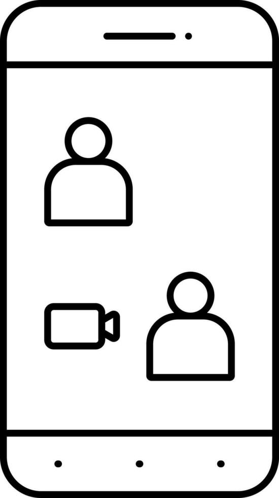 Online Video Chat Two Person From Smartphone Line art Icon. vector