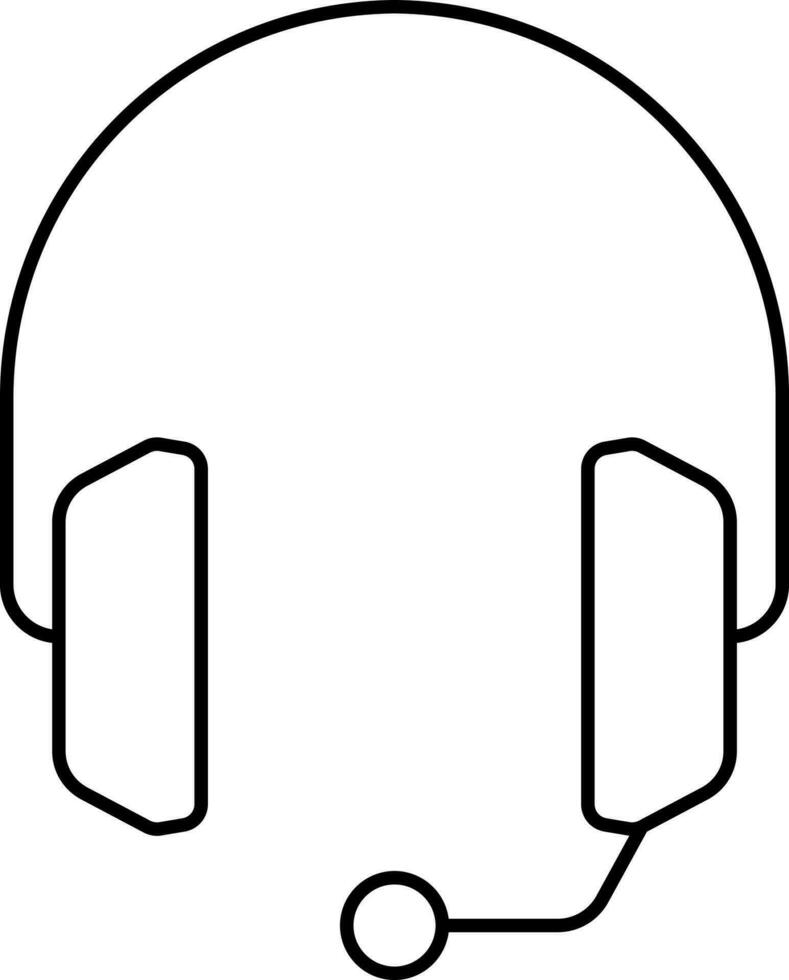 Mic Headphone Icon In Black Outline. vector