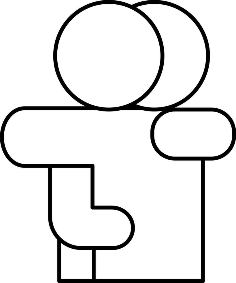 Hugging Man Cartoon Icon In Linear Style. vector