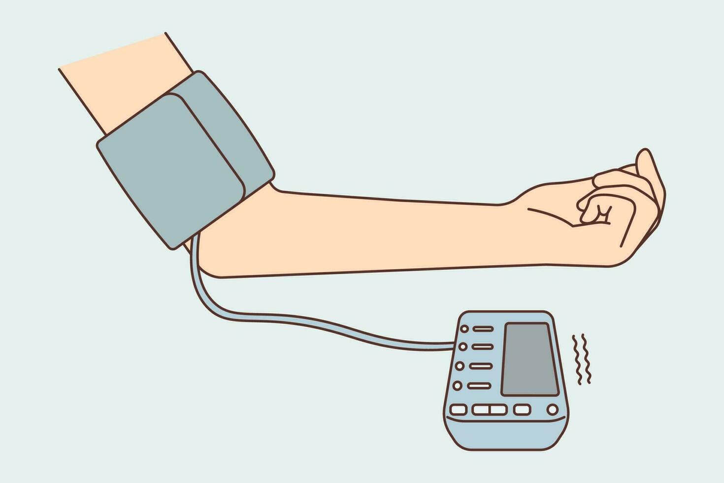 Closeup of patient hand with blood pressure monitor checking heartrate
