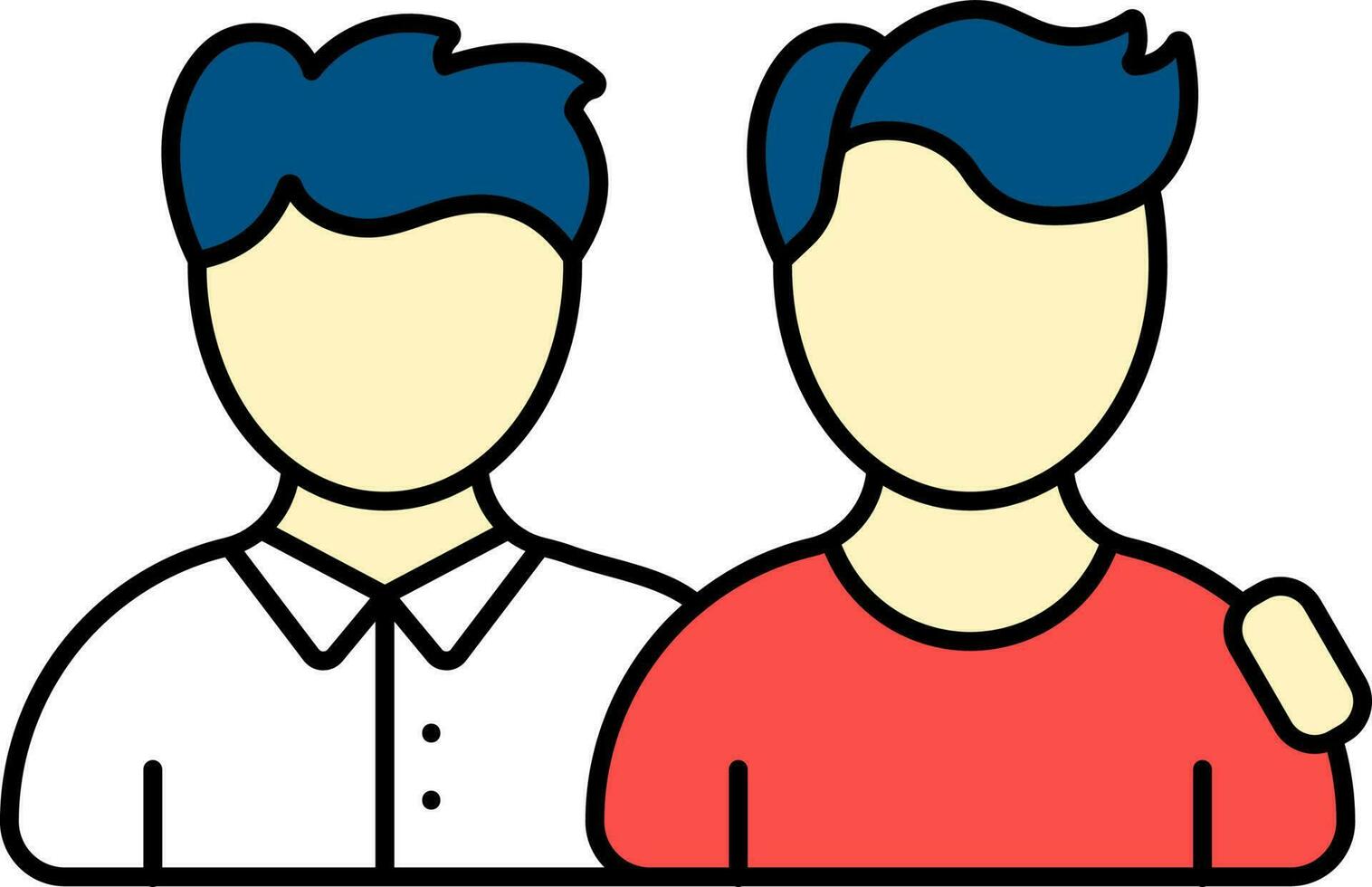 Flat Illustration OF Two Faceless Boys Friends Icon. vector