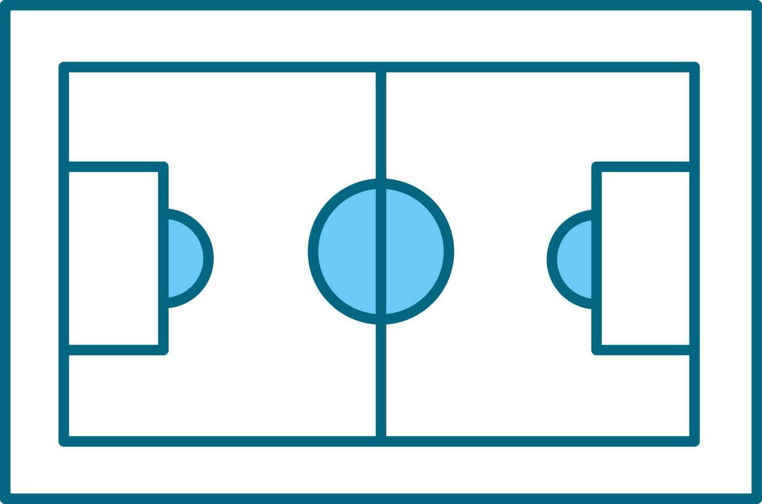 Blue And White Football Field Flat Icon. vector