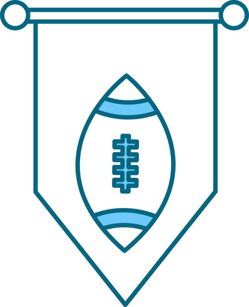 fútbol banderín bandera icono en azul y blanco color. vector