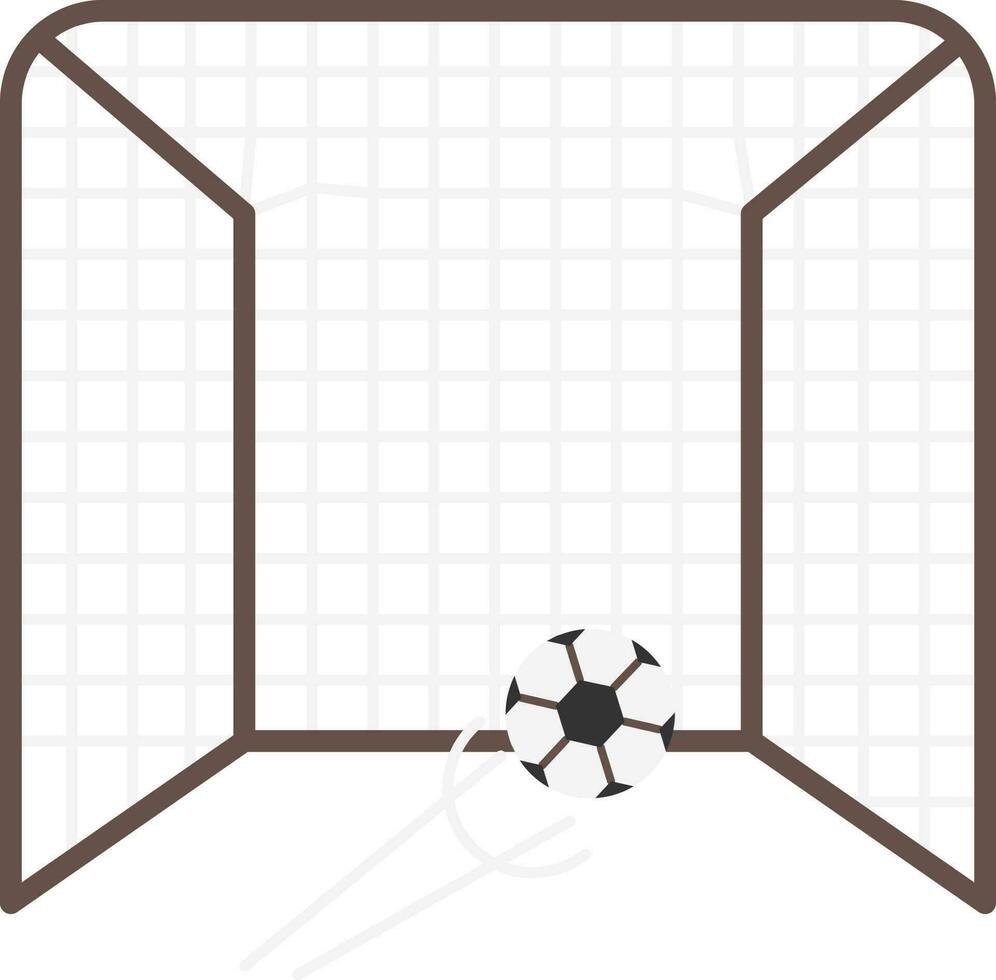 Soccer Ball In Net Icon In Grey Color. vector