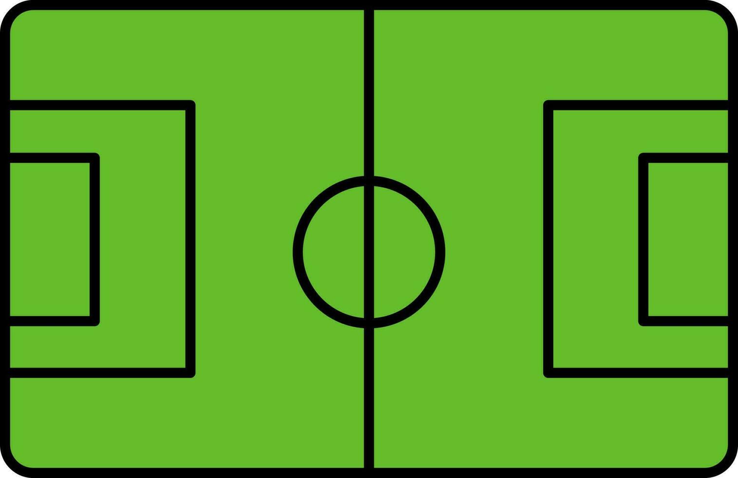 Flat Style Football Arena Green And Black Icon. vector