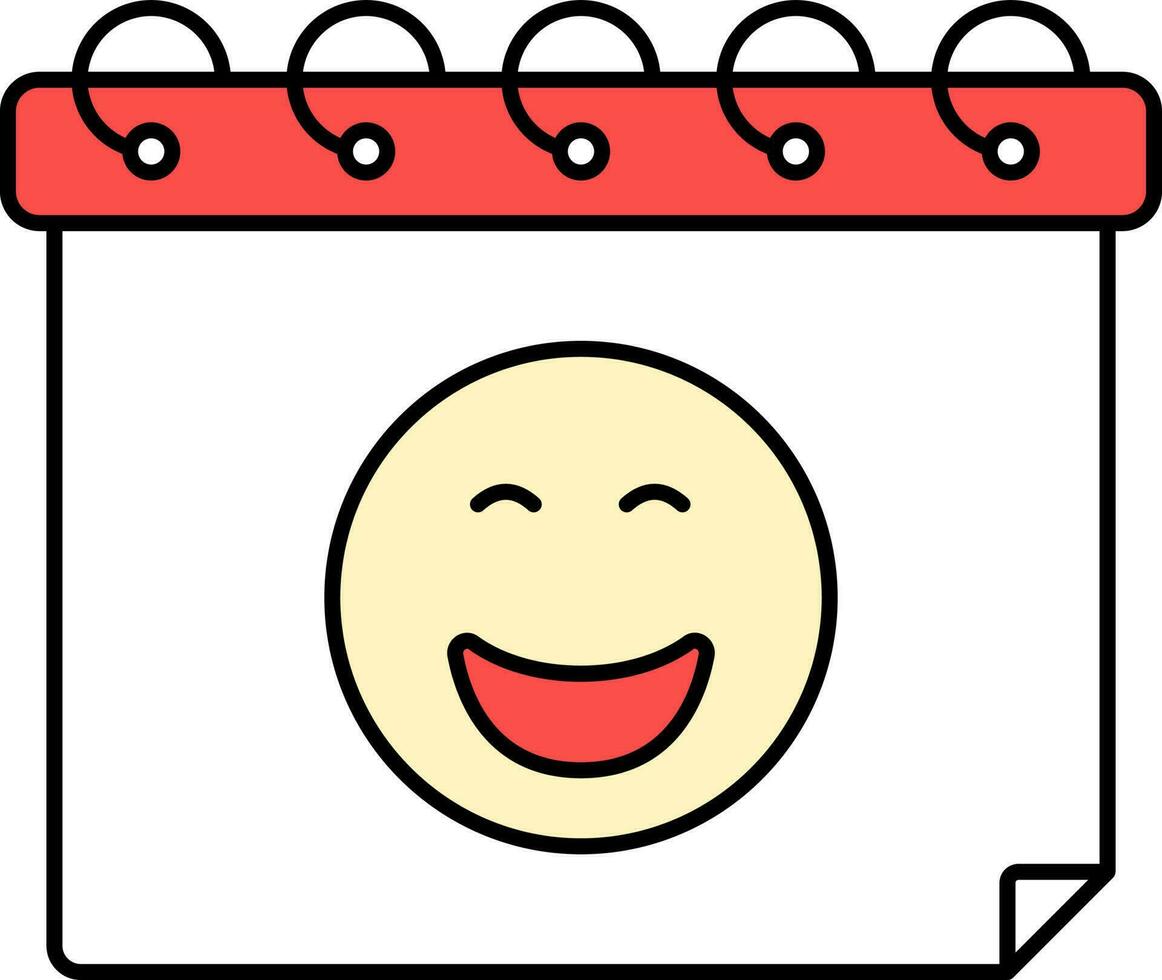 Happy Emoji Face Calendar Red And Yellow Icon. vector