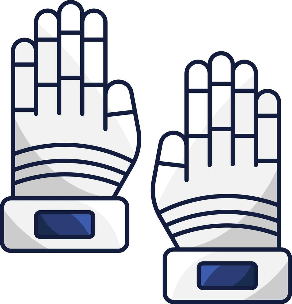 Flat Style Gloves Blue And Grey Icon. vector