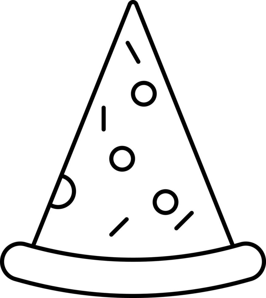 Isolated Pizza Piece Icon In Black Outline. vector