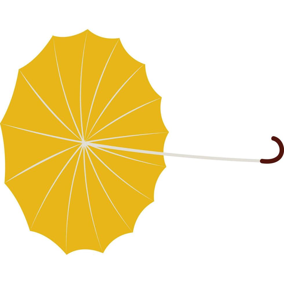 Yellow Open Umbrella On Floor Flat Element. vector