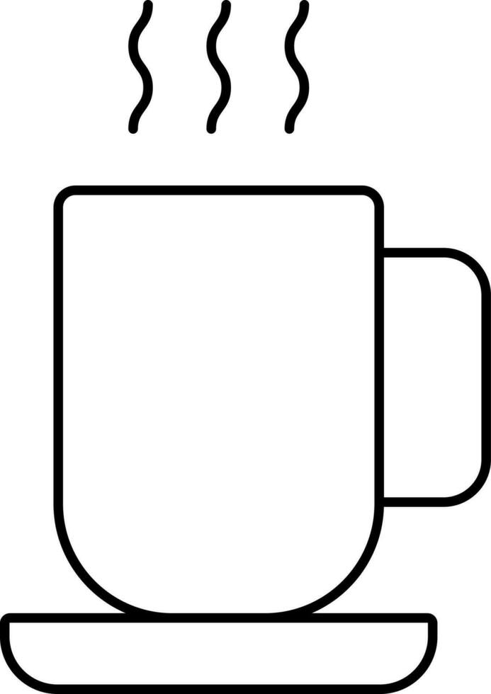 Isolated Hot Tea Or Coffee Cup Icon In Thin Line Art. vector