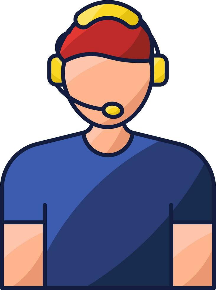 Faceless Commentary Man Wearing Headphone Flat Icon. vector