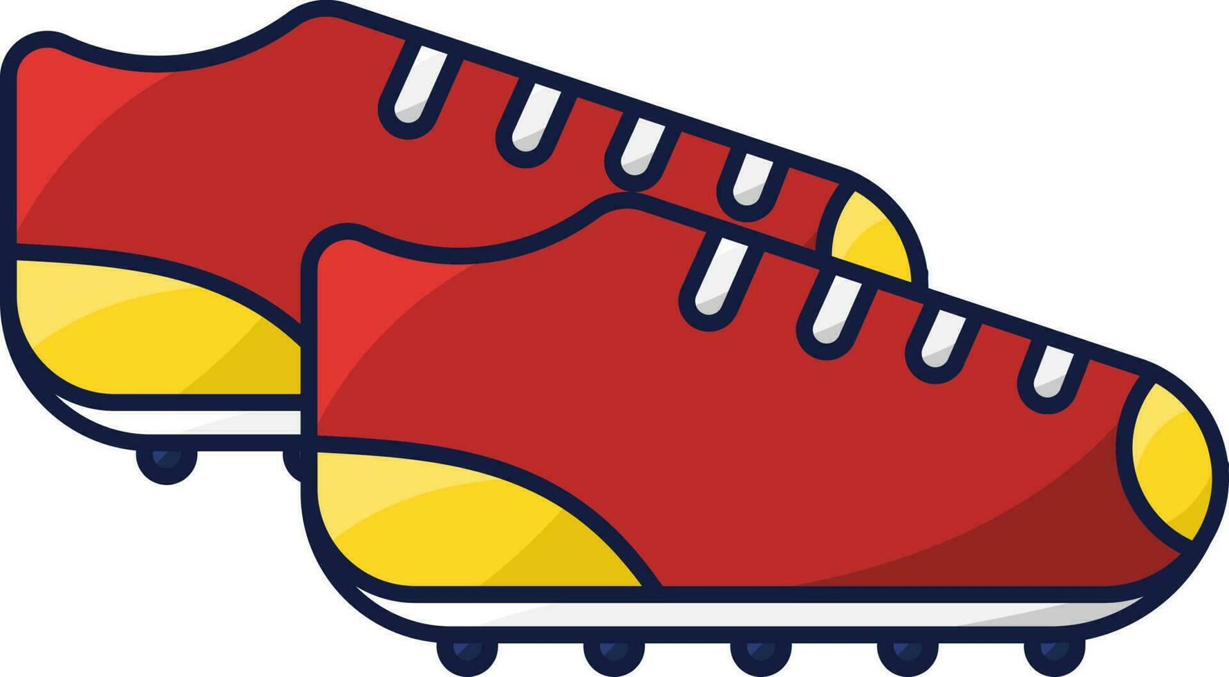 rojo y amarillo espiga Zapatos plano icono. vector