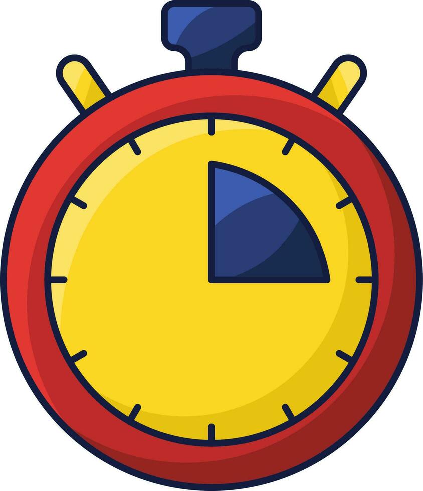 plano estilo Temporizador reloj icono en Tres color. vector