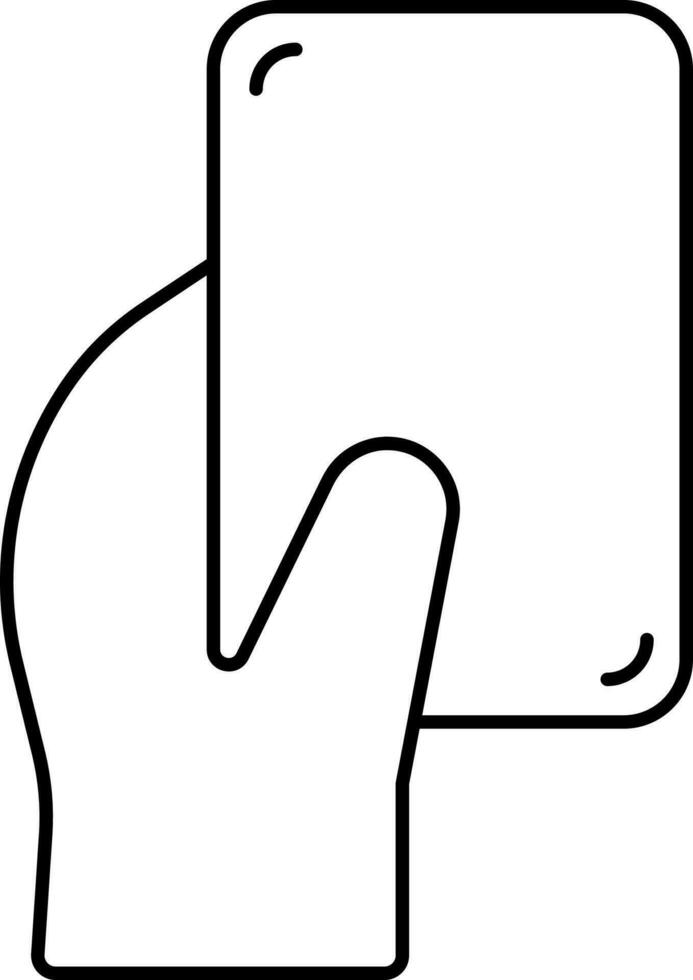 Raising Red Card Hand Icon In Lineal Style. vector