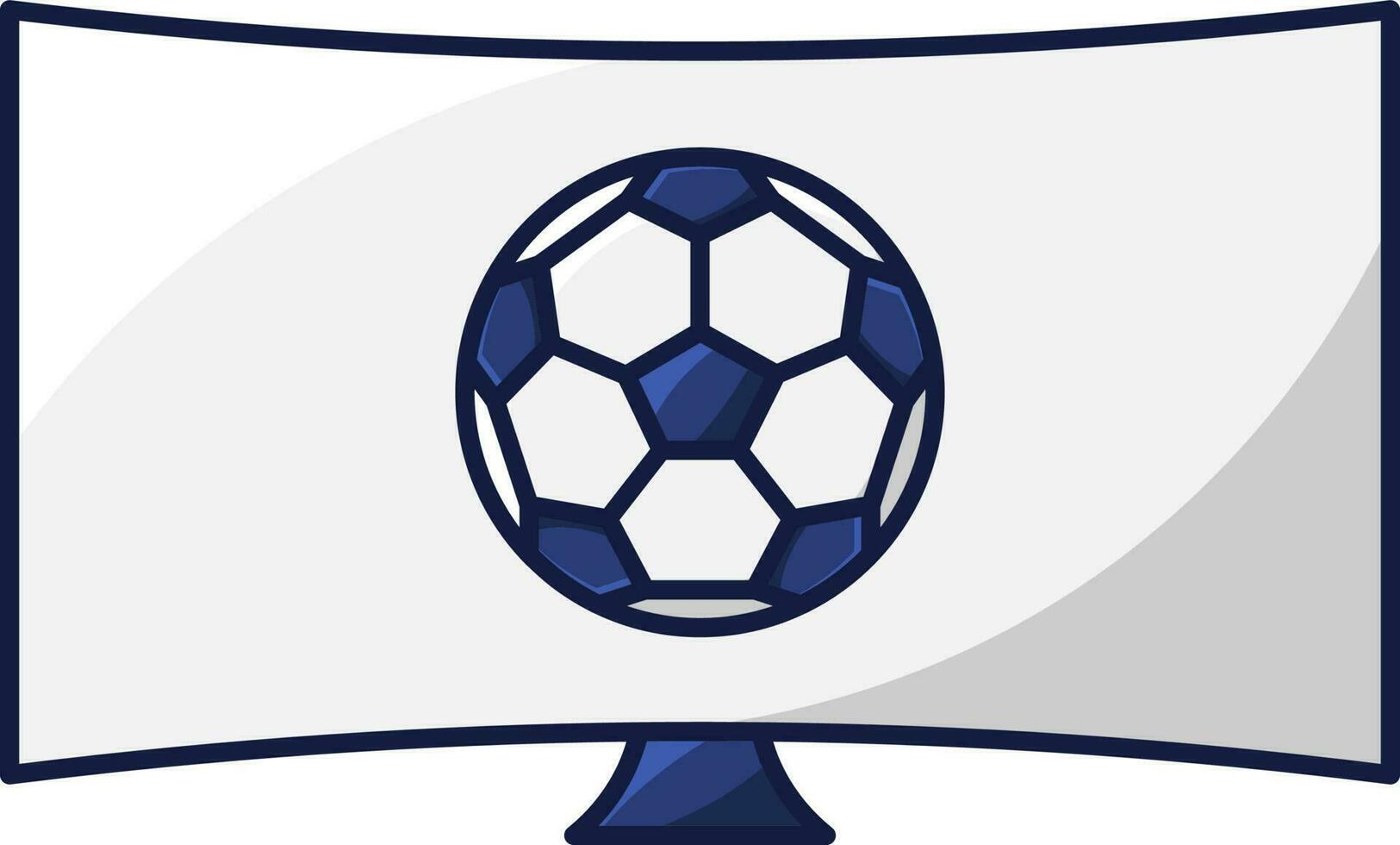 Blue And White Soccer Ball In Tv Screen Flat Icon. vector