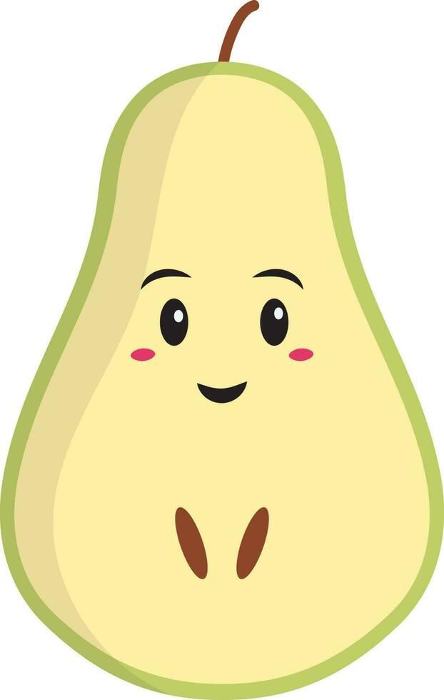 Cartoon Character Of Pear Half Piece Flat Vector. vector
