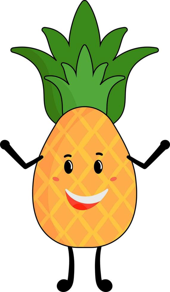 Laughing Pineapple Cartoon Flat Icon. vector