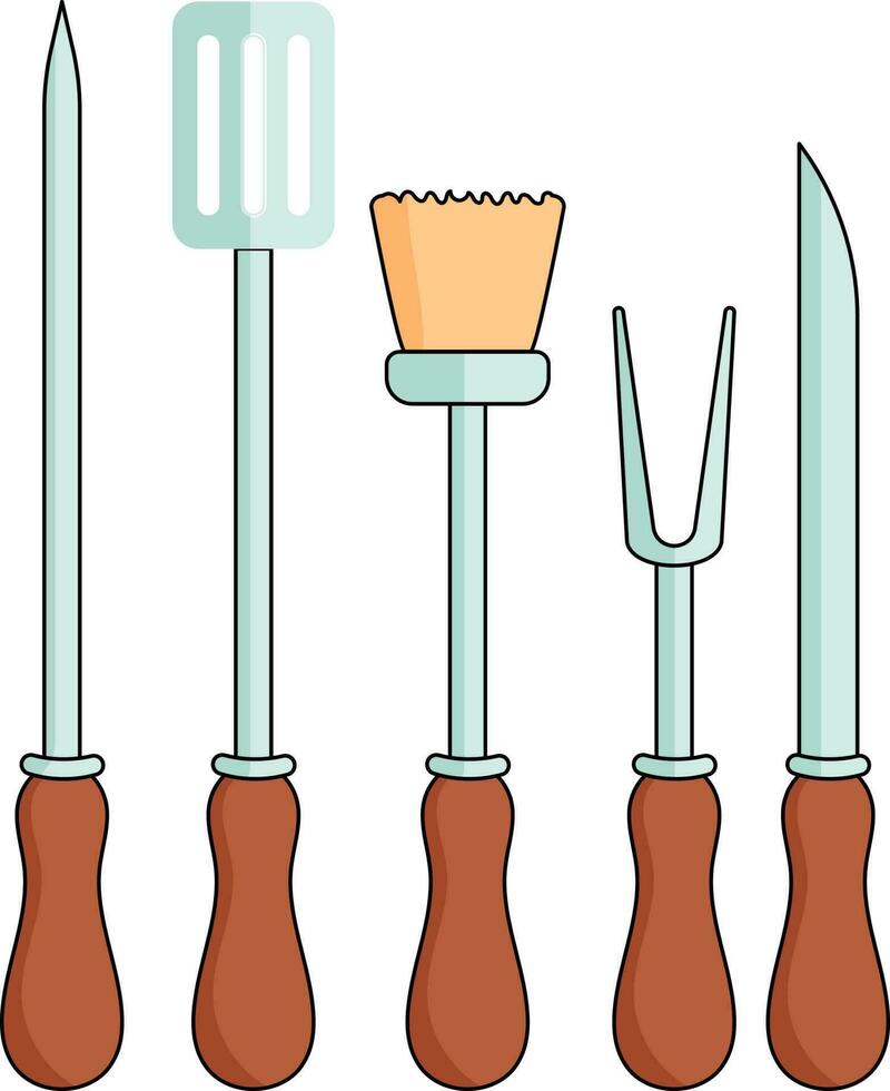 Babeque Utensils Icon In Grey And Brown Color. vector