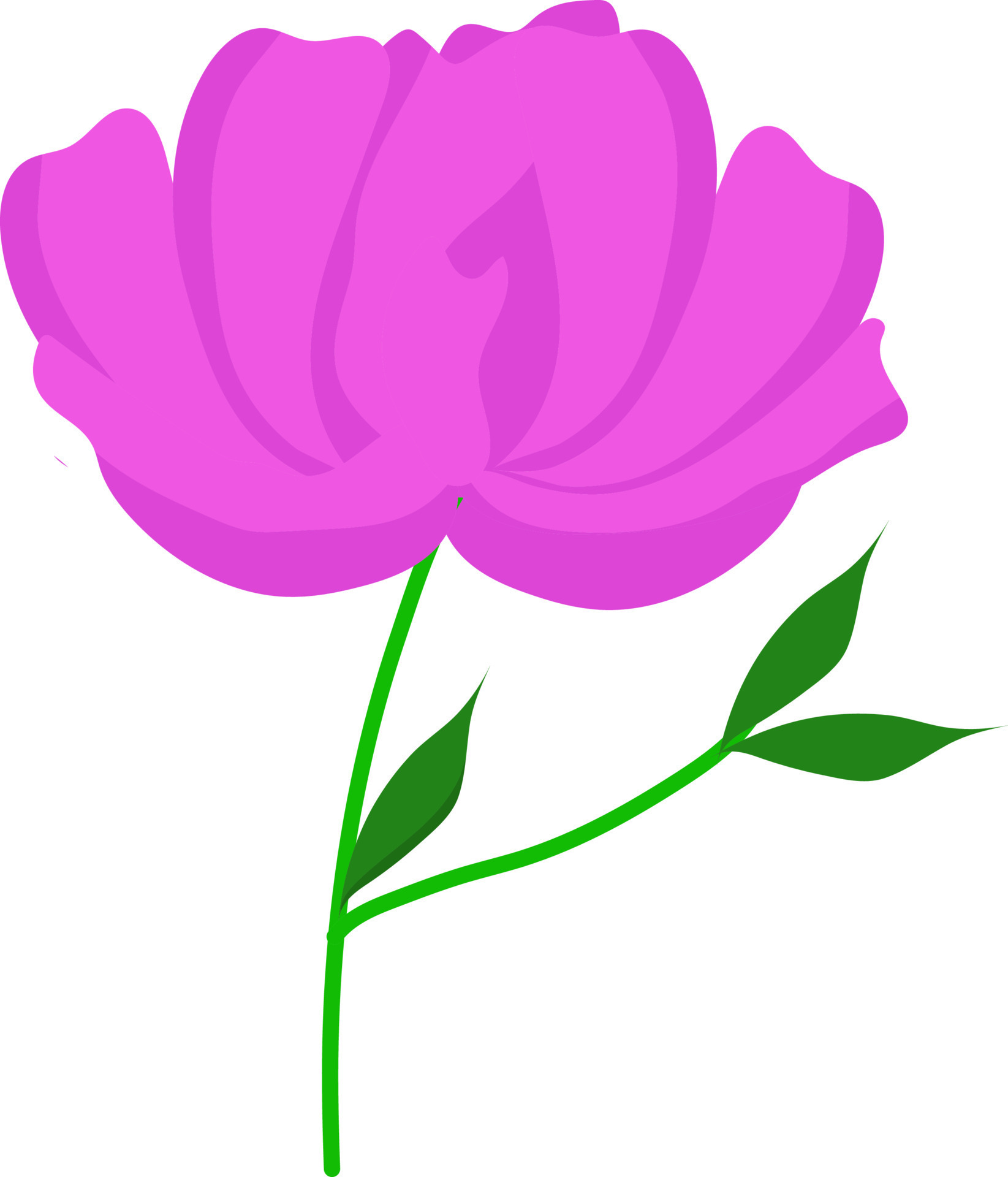 Pink Saqura Flower Stem Icon Or Symbol. 24180052 Vector Art at