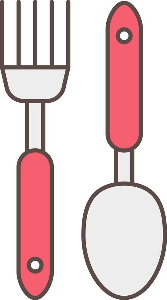 tenedor y cuchara icono en rojo y gris color. vector