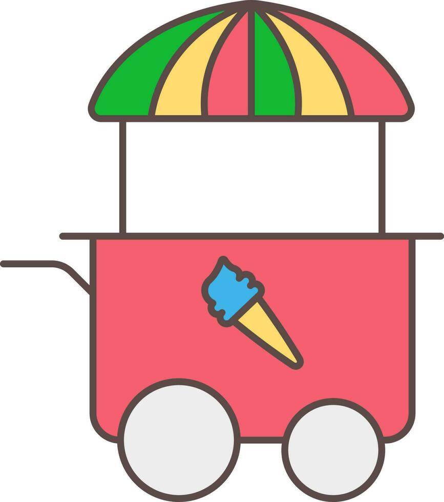 Ice Cream Cart Colorful Icon In Flat Style. vector