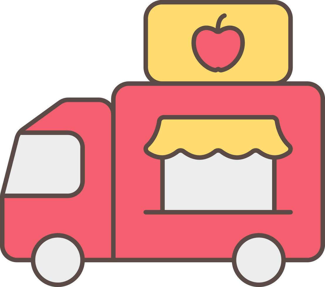 ilustración de manzana Fruta símbolo camión icono en rojo y amarillo color. vector