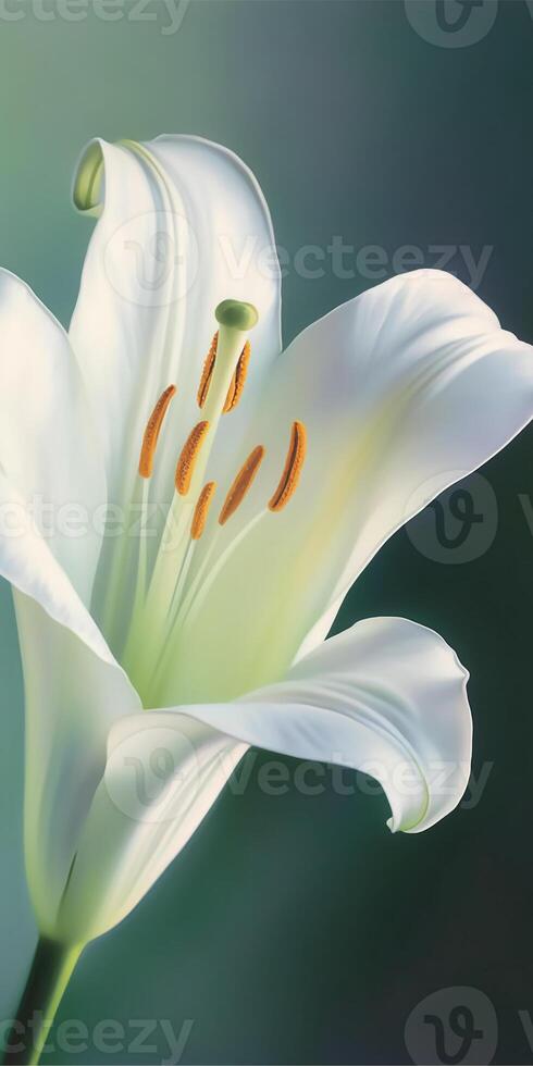 An extreme close up of a beautiful lily oil painting. photo