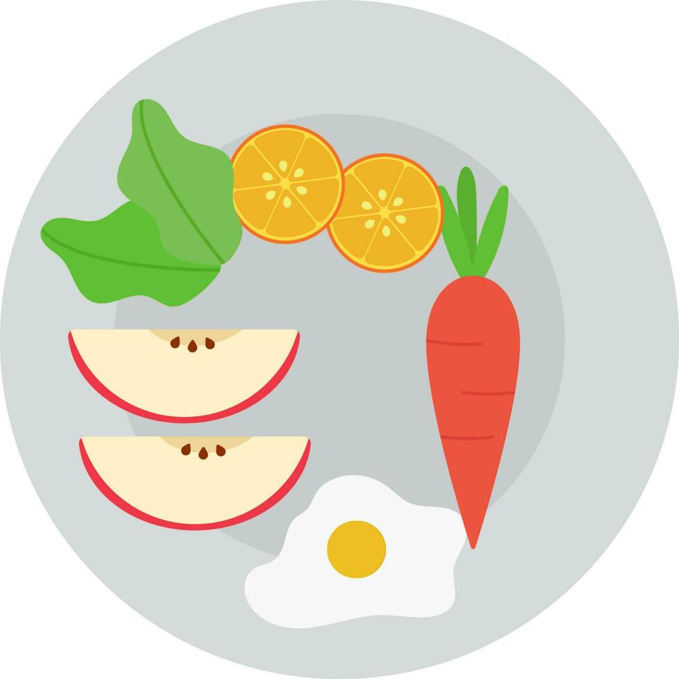 Dieting Or Healthy Food Plate Flat Icon. vector