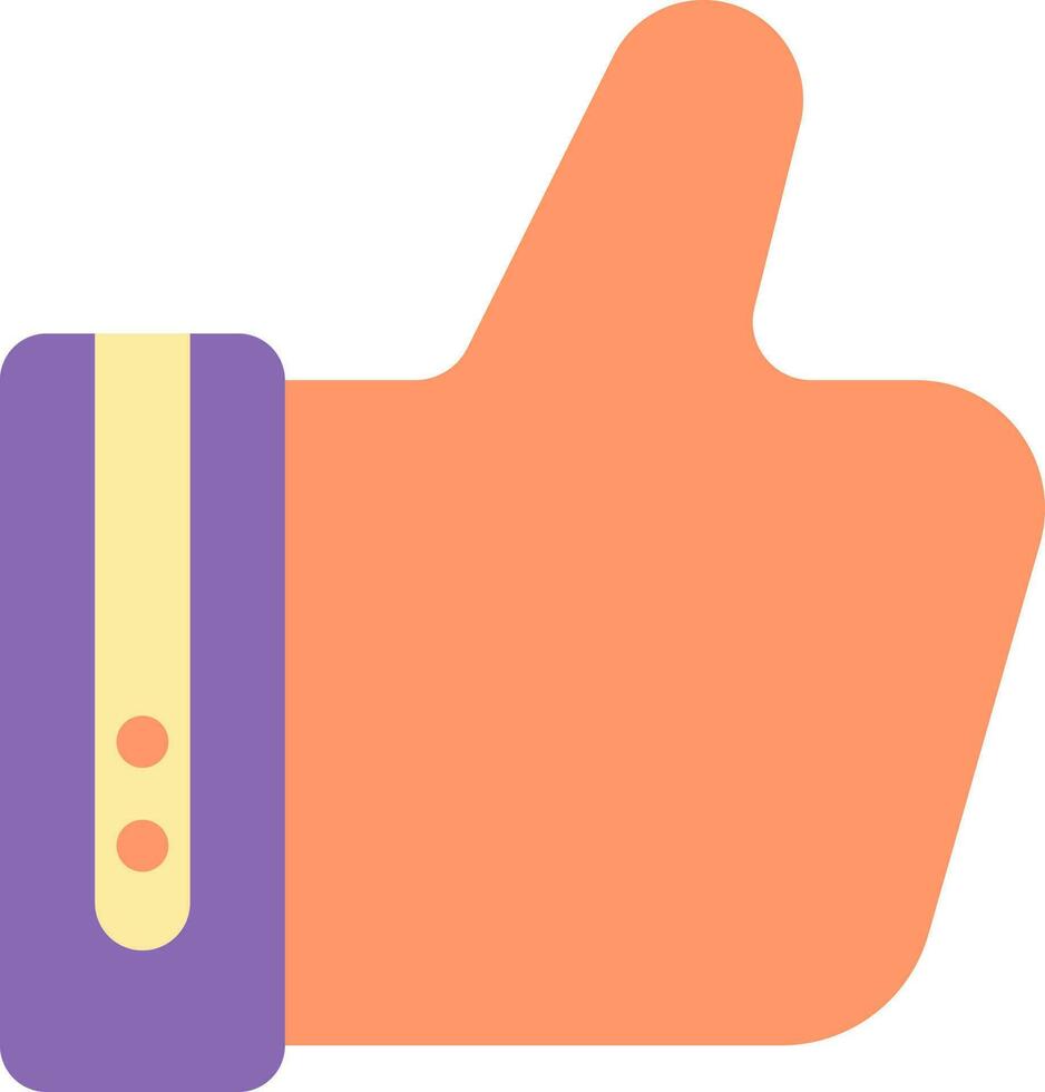 pulgares arriba icono en naranja y púrpura color. vector